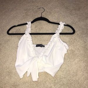 white front tie crop top